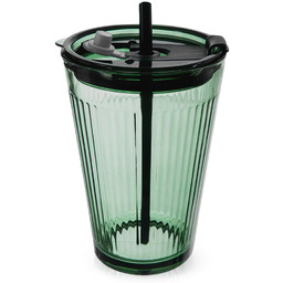 Kubek szklany z pokrywką i słomką VERDE 450