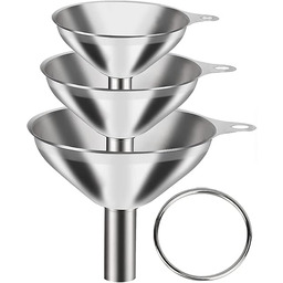 Lejek ze stali nierdzewnej, zestaw 3 filtrów ze