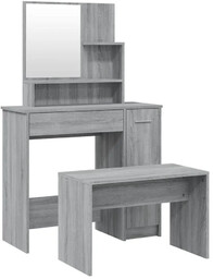 Elior Nowoczesna wąska toaletka ze stołkiem szary dab