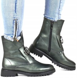 Zielone Workery Buty Zimowe Botki Na Traperze Ocieplane