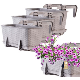 Skrzynka balkonowa rattan z uchwytami Castro karmel 40