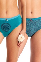 Figi damskie bawełniane (2 pack) w intensywnym turkusowym