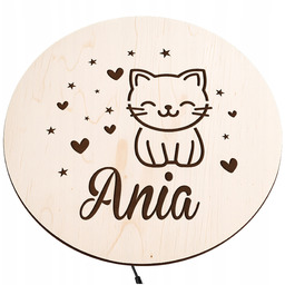 Lampka Nocna Led Z Imieniem Kot Kotek Cat