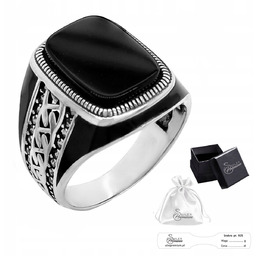 Sygnet srebrny pr. 925 Męski Pierścień z Onyksem