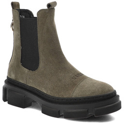 Karino Zielone Botki Damskie Skórzane Obuwie