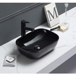 Umywalka nablatowa 45,5x32x13,5 cm, CZARNY POŁYSK