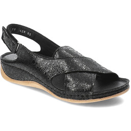 Pollonus Czarne Sandały Modne Obuwie Damskie