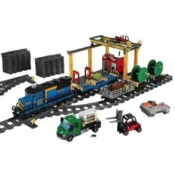 Klocki pociąg towarowy sterowany RC niebieska lokomotywa Pasuje