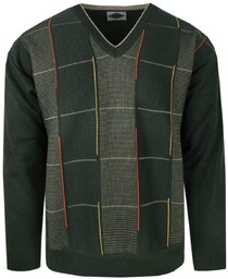 Zielony Sweter Męski - V-neck (Serek) - Kings