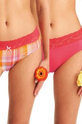 Figi damskie bawełniane (2 pack) z koronkowym pasem