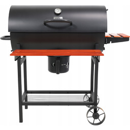 Grill Ogrodowy Węglowy Z Pokrywą I Półkami Czarny