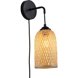 B LED BARCELONA LED Bambusowy rattanowy wiklinowy kinkiet