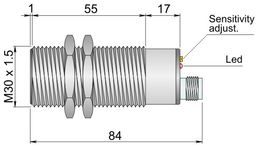 Czujnik pojemnościowy Fi 30 mm SC30SM-C20 PNP NO+NC