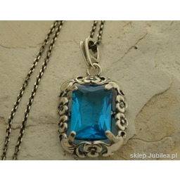 IZMIR - srebrny wisior z akwamarynem
