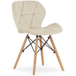 Elior Beżowe krzesło aksamitne pikowane do stołu B2-D70