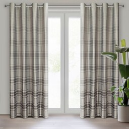 Zasłona welwetowa beżowa w kratę ZKOF-05