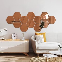 12 naklejek z lustrem sześciokątnym różowym złotem H20