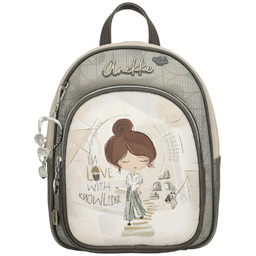 Anekke Plecak damski, z dekoracyjnym nadrukiem i metalowym