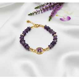 Pakamera Bransoletka z ametystem i wrzosami