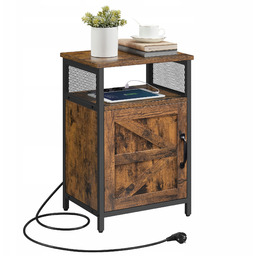 Szafka Nocna z Gniazdkiem i Usb Brązowa Loft