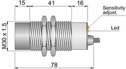 Czujnik pojemnościowy Fi 30 mm SC30SM-CE25 PNP NO+NC