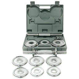 HMS, Sztangielki w walizce, talerze chromowane, 15kg