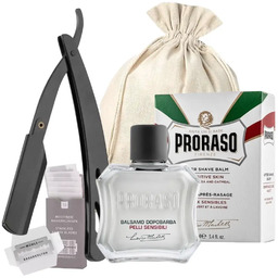 Zestaw do golenia z brzytwą - Czarna brzytwa,