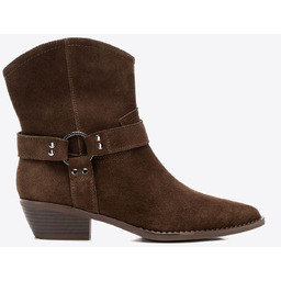 Damskie kowbojki ze skóry zamszowej krótkie brązowe