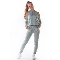 Dresowe Spodnie z Cienkiej Dzianiny - Miętowe