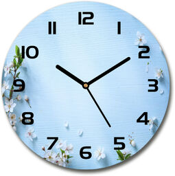 Zegar szklany okrągły Kwiaty wiśni tło