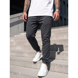 Antracytowe spodnie materiałowe joggery męskie Denley 0065