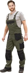 LH-FMN-B - Spodnie ochronne ogrodniczki FORMEN - khaki-czarno-szary