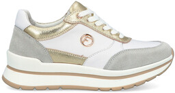 Skórzane sneakersy damskie - FILIPPO DP6858/25 BIAŁO-ZŁOTE