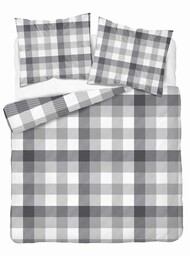 Detexpol Pościel satynowa 180x200 Szara w kratę klasyczny