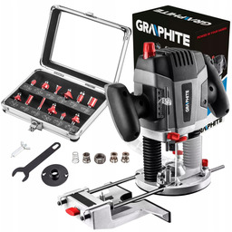 Graphite Frezarka Górnowrzecionowa 1300W Frezy 12 sztuk 59G717
