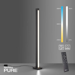 Paul Neuhaus Podłogowa lampa na pilot PURE-LINES grafitowa