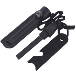 Krzesiwo Barbaric Fire Starter z kompasem, gwizdkiem Black