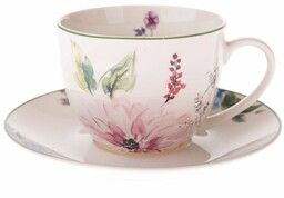 Filiżanka porcelanowa z talerzykiem Flower Garden, 260 ml