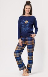 Piżama damska z długim rękawem i długimi flanelowymi