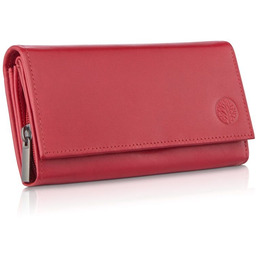 Duży czerwony portfel skórzany damski