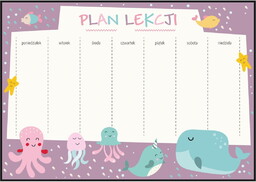 Plan lekcji zwierzęta morskie, nowy rok szkolny, rozmiar