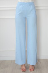 Spodnie lniane prosta nogawka baby blue Disney