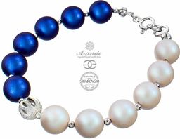 Kryształy Piękna Bransoletka Perły Blue White Fantasia Srebro