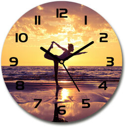Zegar szklany okrągły Joga na plaży