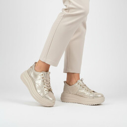 Filippo Sneakersy damskie, cholewka skóra naturalna licowa metaliczna