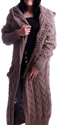 Brązowy oversizowy kardigan sweter Myluxe