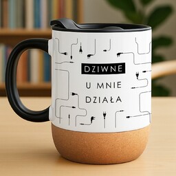 Kubek ceramiczny biały z przykrywką dla informatyka chłopaka