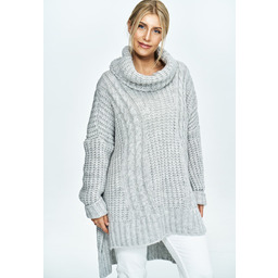 Piękny sweter oversize w warkocze - szary M892