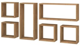 Zestaw sześciu półek dębowych wiszących CUBE P6 70x150