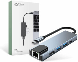 Hub adapter USB V3-HUB 5w1 USB-C Grey